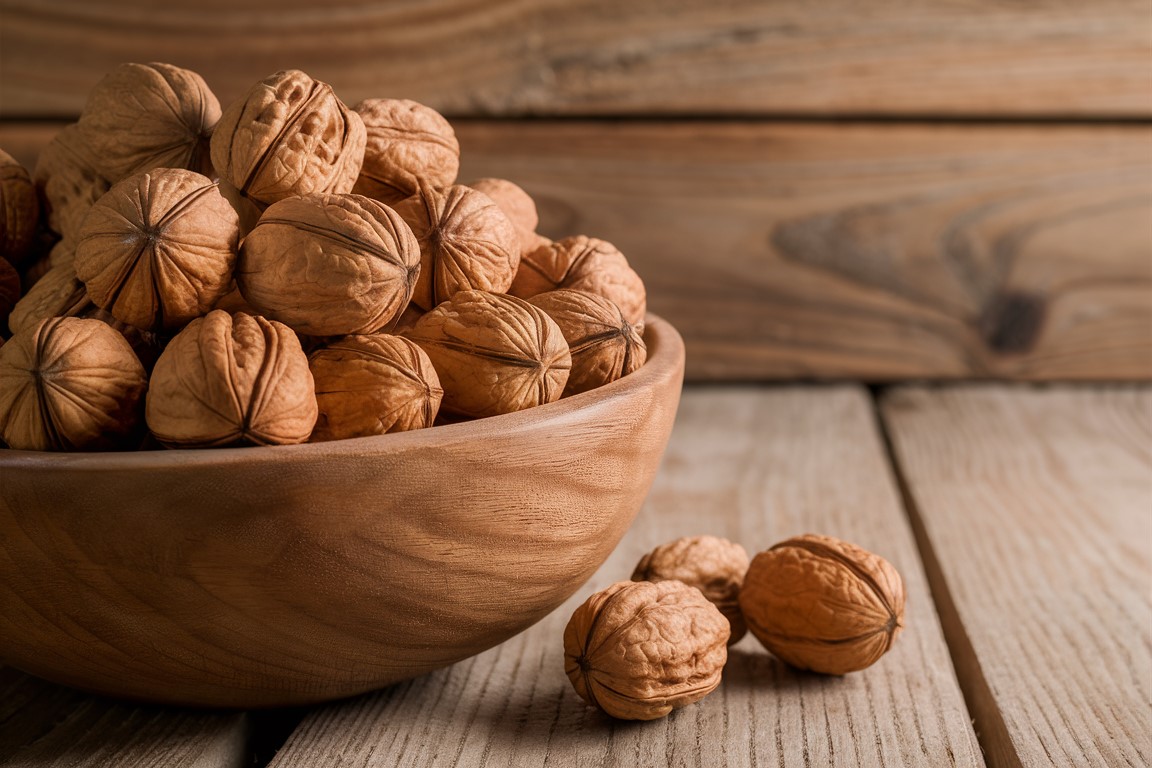 Walnüsse in einer Holzschale – Gesunder Snack bei Geschmacksland