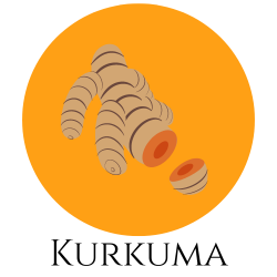 Icon einer gelben Kurkumaknolle – Gewürzkarte Hinweis auf Kurkuma.